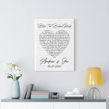 Lyrics -- Andrew and Jen 05.07.2022 -- Canvas 18x24 -- Printify