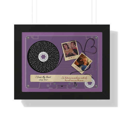 Printify Black Framed 16x12 Poster - Cassette Lavender I Cross My Heart - Jeff & Barb 03/16/1984
