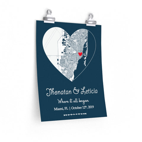 City Heart Map -- Unframed  11''x14'' -- Jhonatan & Leticia
