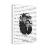 Music Lyrics Song -- Canvas  12"X16" -- Julian and Terry