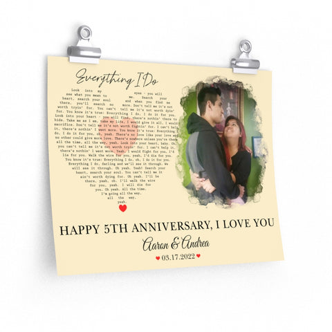 Lyrics -- Aaron & Andrea 03.17.2022 -- 11x14 -- Printify