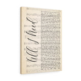 Music Song Lyrics -- Canvas 18"X24" -- All I need