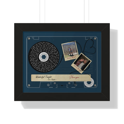 Cassette -- Brandon & Jaylie 10-7-21 -- Black framed 11x14 -- Printify