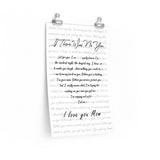 Lyrics -- I love you Mom (If there was no you) -- 12x18 -- Printify