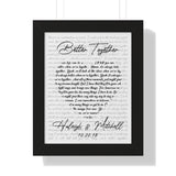 Music Lyrics Song -- Black framed 11"x14" -- Haleigh & Mitchell