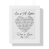 Lyrics -- Dave and Laurie May 1 2021 -- White framed 11x14 -- Printify