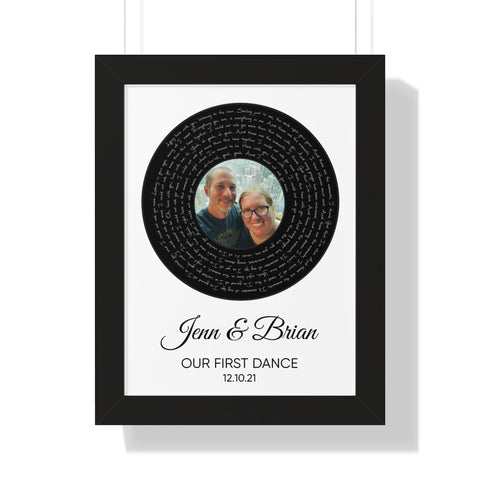 Vinyl -- Jenn & Brian 12-10-21 -- Black framed 12x16 -- Printify