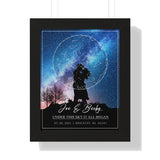 Star map -- Joe & Becky 07/02/2021 -- Black framed 11x14 -- Printify