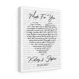 Music Lyrics Song -- Canvas 11"X14" -- Kelsey & Stephen