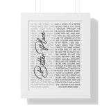 Lyrics Song -- White framed poster/ 11"x14" -- It’s a Better Place since you have been here