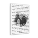 Lyrics Song -- Canvas 12"X16" -- Jon & Julie 08.26.1995