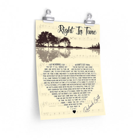 Song lyrics -- Right In Tune (Railroad Earth) -- Poster 11x14 -- Printify