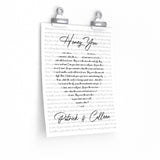 Lyrics Song -- poster/ 9''x11'' -- Patrick and Colleen