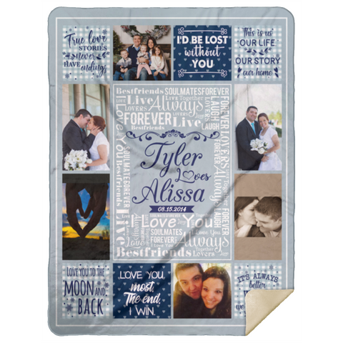 Valentine's Day Gifts -- Mink Sherpa Blanket 60x80 -- Alissa & Tyler