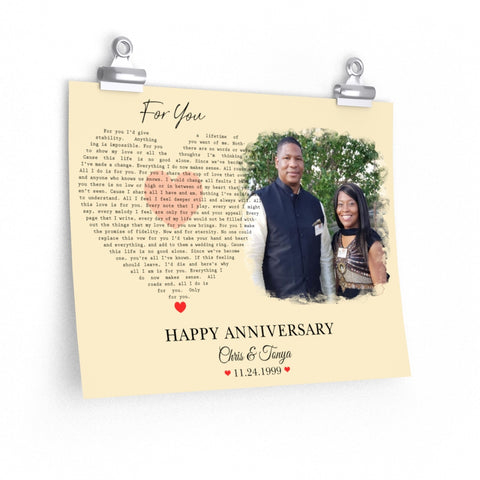 Lyrics -- Chris & Tonya 11.24.1999 -- 11x14 -- Printify