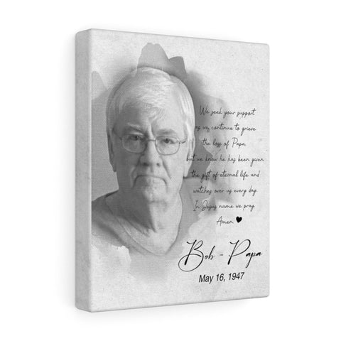 Print poster -- Bob - Papa May 16, 1947 -- Canvas 8x10 -- Printify