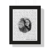 Lyrics Song -- Black framed poster/ 11"x14" -- Hannah and Sean
