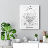 Music Lyrics Song -- Canvas 11"X14" -- Vivian and David