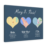 Map poster -- Mary & David -- Canvas 18"X24" -- Printify