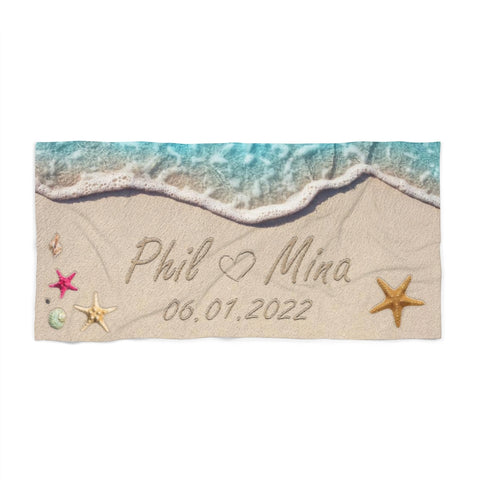 Beach Towel -- Phil ♡ Mina 06.01.2022 -- 36x72 -- Spoke printify