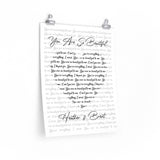 Lyrics Song -- Poster/ 16''x20'' -- Heather & Brent -- Printify