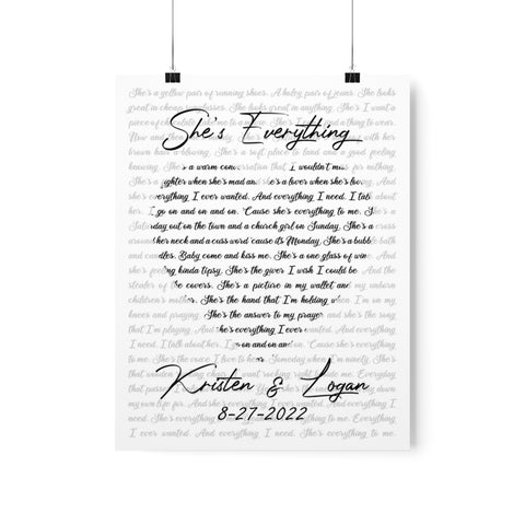 Printify 11x14 Poster - She’s Everything - Kristen & Logan 8-27-2022