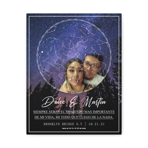 Stars Map -- Canvas 11"x14" -- Dulce & Martín 10.21.21