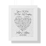 Lyrics Song -- White framed poster/ 11"x14" -- Matt & Ailene 05-24-2002
