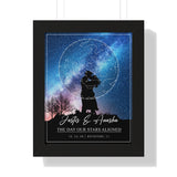 Star map -- Anusha & Justis 12-12-20 -- Black framed 11x14 -- Printify