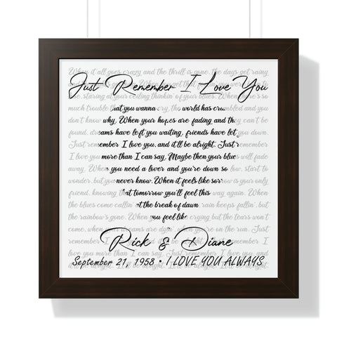 Printify Walnut Framed 16x26 Poster - Rick and Diane - September 21, 1958 - I LOVE YOU ALWAYS