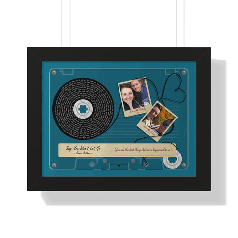 Cassette -- Kevin & Melody 03.16.18 -- Black framed 12x16 -- Printify