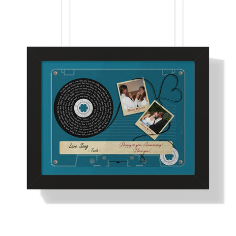 Cassette -- Thomas & Teresa 04.14.2012 -- Black framed 12x16 -- Printify