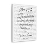 Lyrics Song -- Canvas 11"X14" -- Rob & Jacque 9/12/2020
