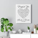 Lyrics -- Amanda & Brandon 5.22.2021 -- Canvas 11x14 -- Printify