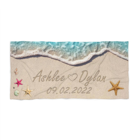 Beach Towel -- Ashlee ♡ Dylan 09.02.2022 -- 36x72 -- Printify (new)