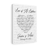 Lyrics -- Jackie & Mitch  February 09, 2022 -- Canvas 12x16 -- Printify