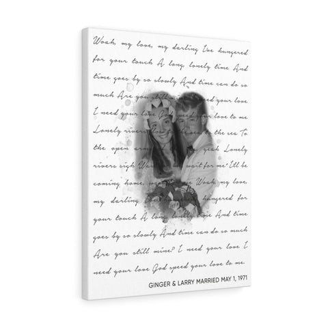 Song Lyrics  Poster -- Ginger & Larry married -- Canvas 18"x24" -- Printify