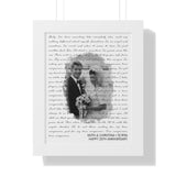Music Lyrics Song -- White framed 11"x14" -- Keith & Christina