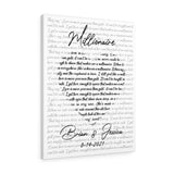 Lyrics -- Brian & Jessica 8-14-2021 -- Canvas 24x30 -- Printify