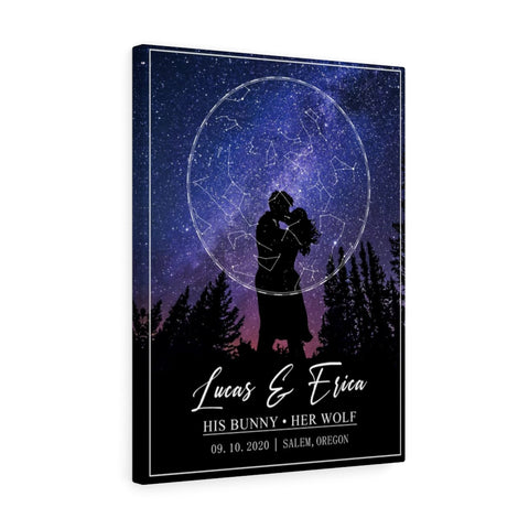 Star map -- Lucas & Erica 09-10-2020 -- Canvas 18x24 -- printify