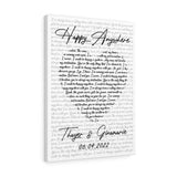 Lyrics -- Thayer and Ginamarie 06.04.2022 -- Canvas 18x24 -- Printify