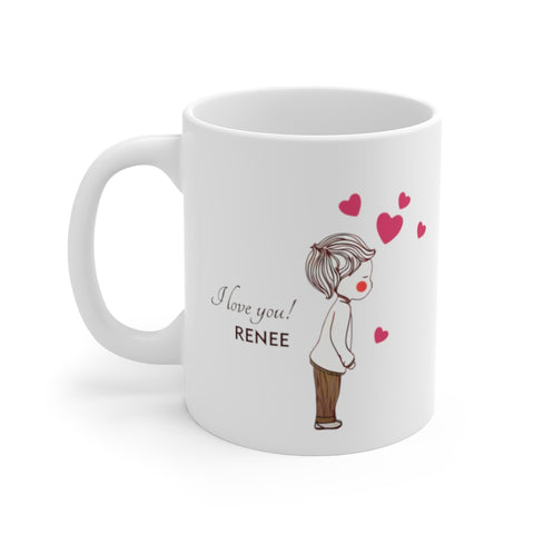 Personalized Couples Love (I Love You Couple) -- 11oz White Mug -- RENEE -- printify