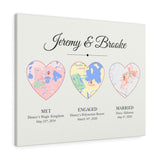 Engaged Map Poster -- Jeremy & Brooke -- Canvas 24x30 -- Printify