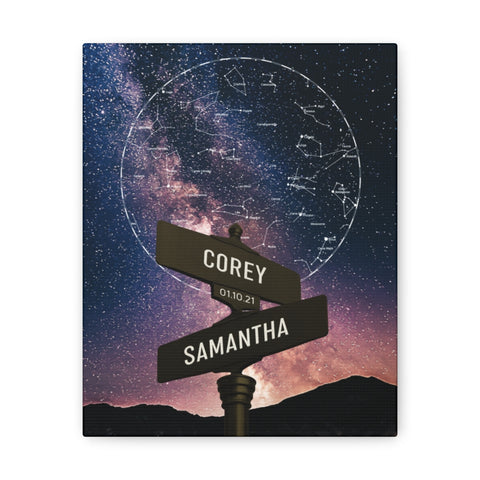Stars Map -- Canvas 8"x10" -- Corey & Samantha