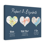 Map poster -- Robert & Elizabeth -- Canvas 12x16 -- printify