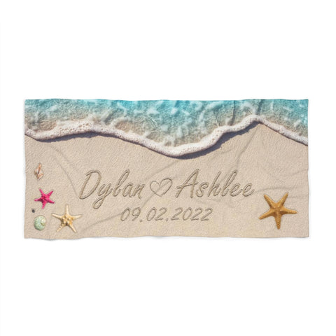 Bridesmaids Beach Towel 36" × 72" -- Dylan ♡ Ashlee