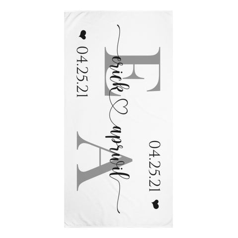 Couple Gift -- Beach Towel, 30x60 -- Erick & Aprwil