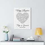 Lyrics -- Thayer and Ginamarie 06.04.2022 -- Canvas 18x24 -- Printify