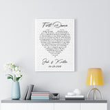 Music Lyrics Song -- Canvas 18"X24" -- Josh & Kristin