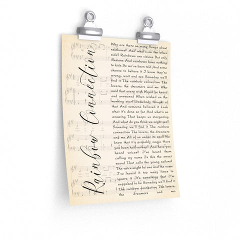 Song Lyrics -- Rainbow Connection (Willie Nelson) -- 9''x11'' -- Printify